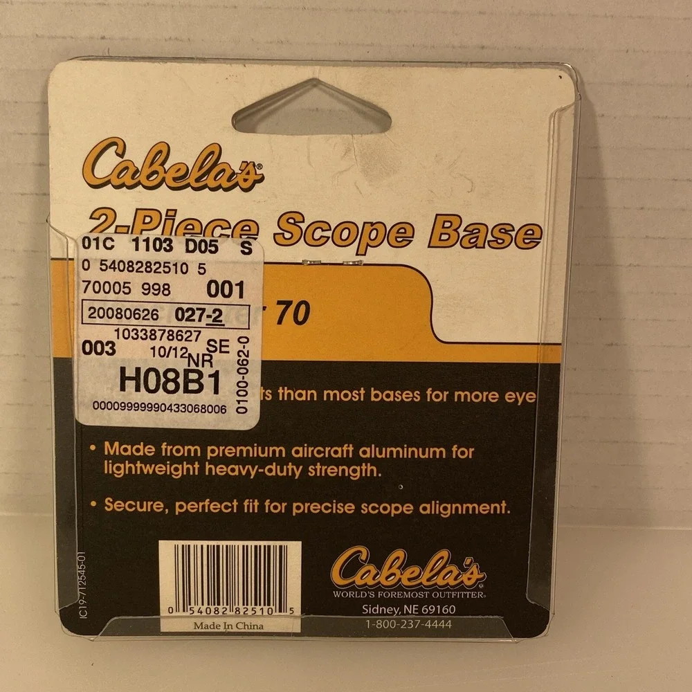 Cabela's 2 Piece Scope Base For Winchester 70 Matte Black Aluminum NIP